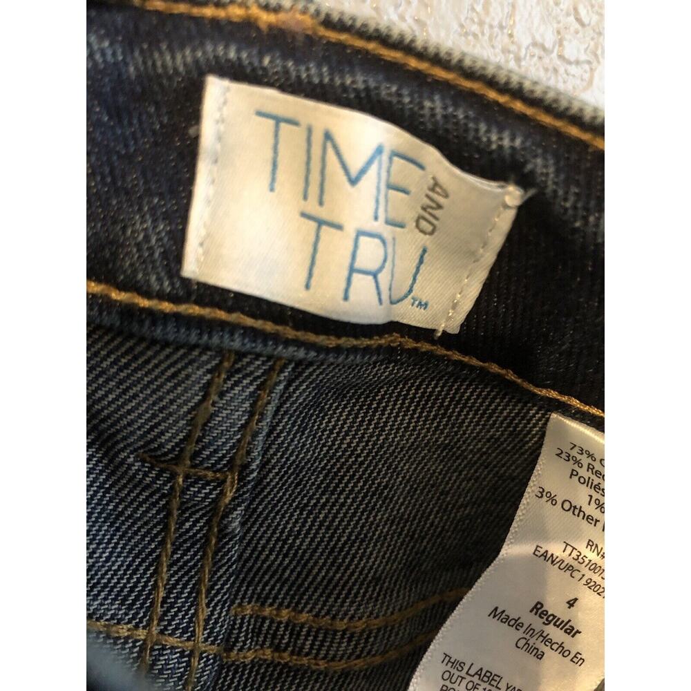 New Time And Tru Womens High Rise Mom Jeans Size 4 Regular Denim Dark Wash Pants - Picture 5 of 8